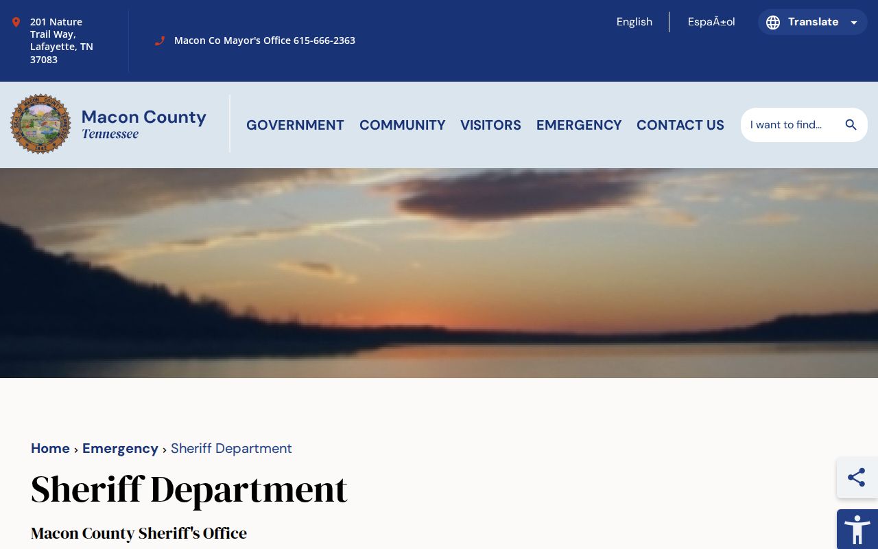 Macon County Sheriff booking record contact information